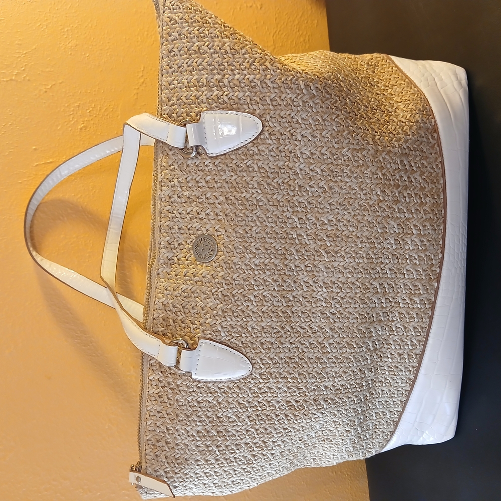 Elegant Anne Klein Tan and White Women's Tote Bag